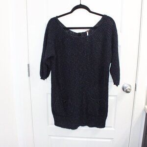 Free People Chunky Knit Sweater Size Medium‎ Navy Size Medium Oversized Tunic